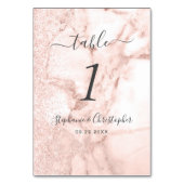 Numéro De Table Mariage Pailleté Or Rose Marbre Moderne (Dos)