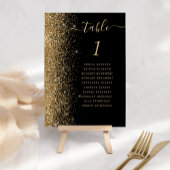 Numéro De Table Mariage Paillettes Or Noir