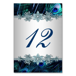 Numéro De Table Mariage Paon Bleu Royal