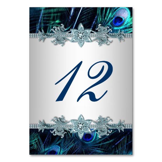 Numéro De Table Mariage Paon Bleu Royal (Par défaut)