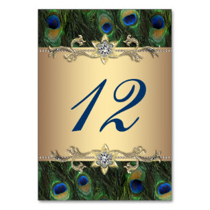 Numéro De Table Mariage Paon Doré
