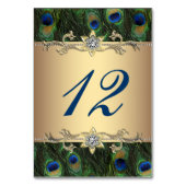 Numéro De Table Mariage Paon Doré (Dos)