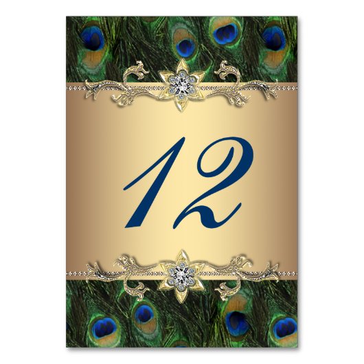 Numéro De Table Mariage Paon Doré (Par défaut)