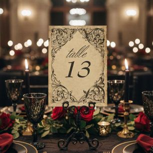 Numéro De Table Mariage Papier Cuir Noir Vintage Jusqu'à la Mort
