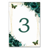Numéro De Table Mariage Papillons Dorés Fleurs Vert Emeraude (Par défaut)