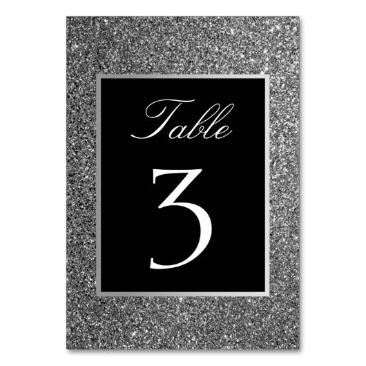 Numéro De Table Mariage Parties scintillant argent (Dos)