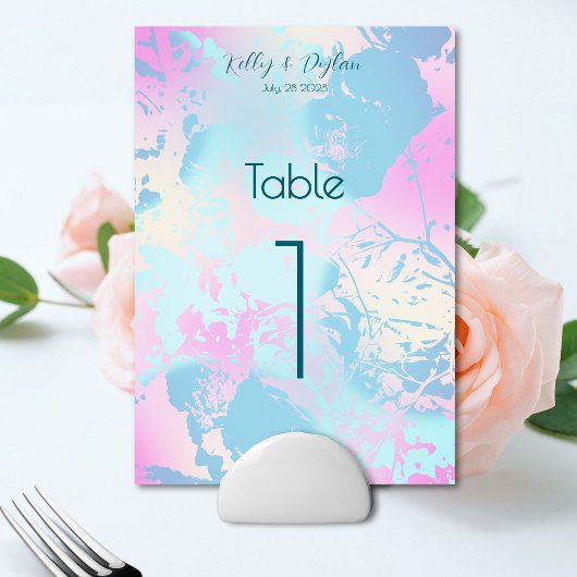 Numéro De Table Mariage pastel abstrait moderne