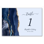 Numéro De Table Mariage Pastel Bleu Agate Or Navy (Devant)