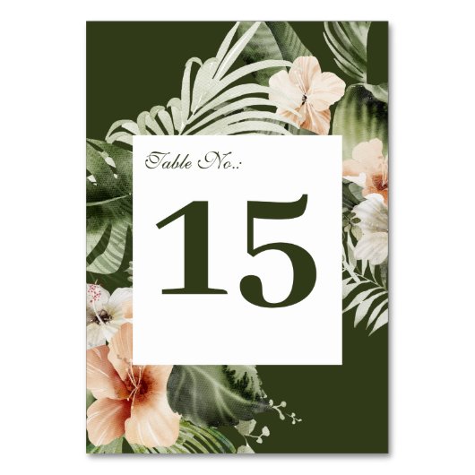 Numéro De Table Mariage pastel hibiscus boho tropical (Dos)