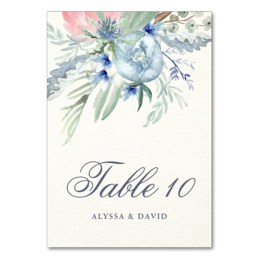 Numéro De Table Mariage Peonies bleues et roses (Par défaut)