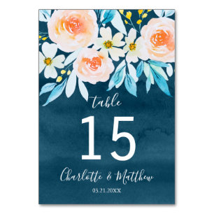 Numéro De Table Mariage personnalisé couleur bleu marine