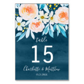 Numéro De Table Mariage personnalisé couleur bleu marine (Dos)