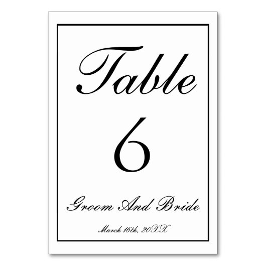Numéro De Table Mariage personnalisé en N&B (Par défaut)