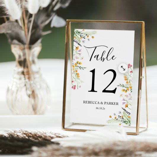 Numéro De Table Mariage personnalisé fleur sauvage