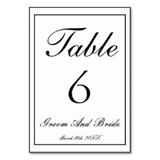 Numéro De Table Mariage personnalisé N&B
