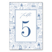 Numéro De Table Mariage Phare Toile Côtière Bleue (Par défaut)