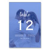 Numéro De Table Mariage Photo Bleu (Dos)