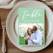 Numéro De Table Mariage photo Chic Mint Green White Script Couple