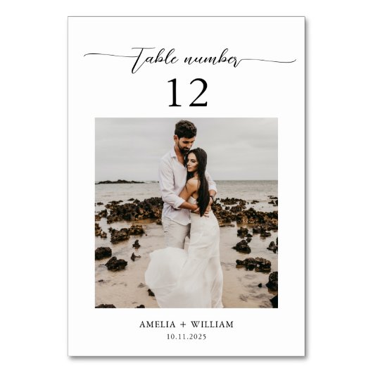 Numéro De Table Mariage photo de script simple et élégant (Dos)