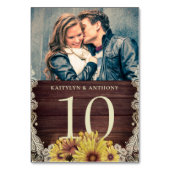 Numéro De Table Mariage photo en dentelle d'ivoire de tournesol en (Dos)