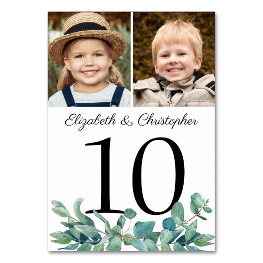 Numéro De Table Mariage photo Eucalyptus 2 Numéro de tableau Signa (Dos)