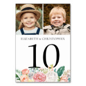 Numéro De Table Mariage photo floral rose vif Numéro de tableau Si (Dos)