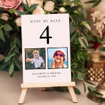 Numéro De Table Mariage Photo Fun Rose<br><div class="desc">Numéros de table d'accueil de mariage rose pâle et amusant. Chaque numéro de tableau correspond à des photos de la mariée et du marié à ce même âge (p. ex., pour le tableau 4, ajouter des photos de la mariée et du marié à l'âge de 4 ans). Si vous avez...</div>