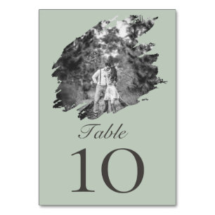 Numéro De Table Mariage photo moderne Brushstroke Vert sage