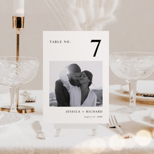 Numéro De Table Mariage photo moderne noir et blanc
