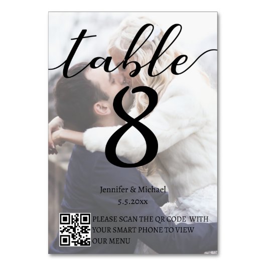 Numéro De Table mariage photo moderne qr code menu et table (Par défaut)