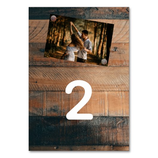 Numéro De Table Mariage photo rustique en bois (Dos)