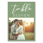 Numéro De Table Mariage photo Sage Green White Script Couple (Dos)