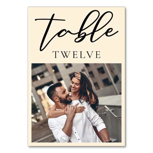 Numéro De Table Mariage photo simple en ivoire chic (Par défaut)