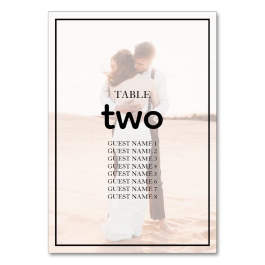 Numéro De Table Mariage photo simple et élégant (Par défaut)