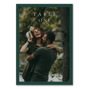 Numéro De Table Mariage Photo Simple Vert Émeraude Classique