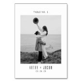 Numéro De Table Mariage Photo Typographie Moderne (Dos)