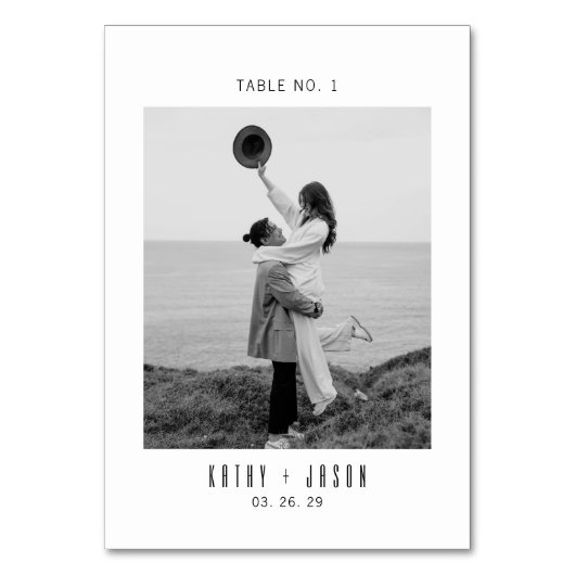 Numéro De Table Mariage Photo Typographie Moderne (Par défaut)