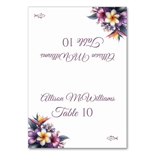 Numéro De Table Mariage Place carte-Tropical Floral-Fish Icon- (Par défaut)