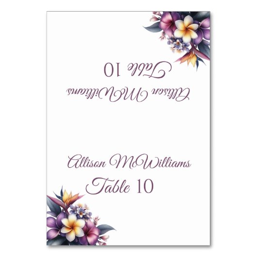 Numéro De Table Mariage Place carte-Tropical Floral-Végétarien- (Par défaut)