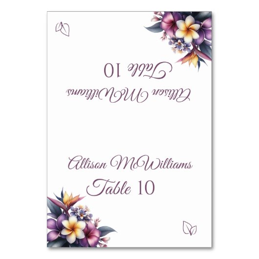 Numéro De Table Mariage Place carte-Tropical Floral-Végétarien- (Par défaut)