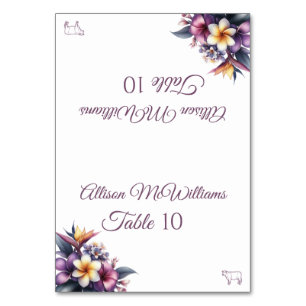 Numéro De Table Mariage Place carte-Tropical Floral-Viande-