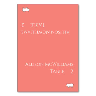 Numéro De Table Mariage Placer les cartes-Icône de porc - Corail r