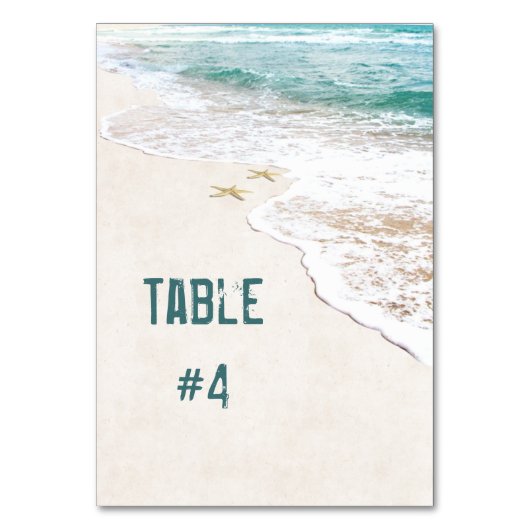Numéro De Table Mariage plage avec Starfish (Dos)