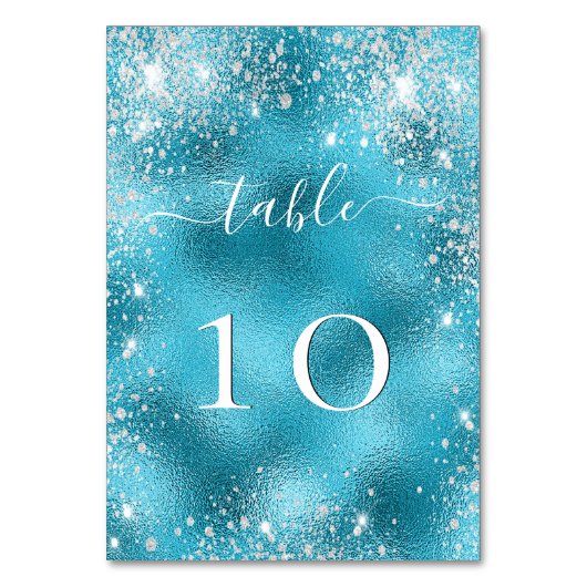 Numéro De Table Mariage plage bleu Argent (Dos)