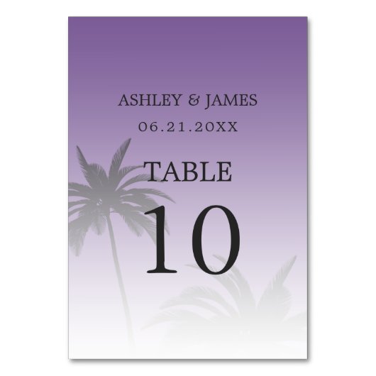 Numéro De Table Mariage Plage de Palm Tree Tropical Violet (Par défaut)