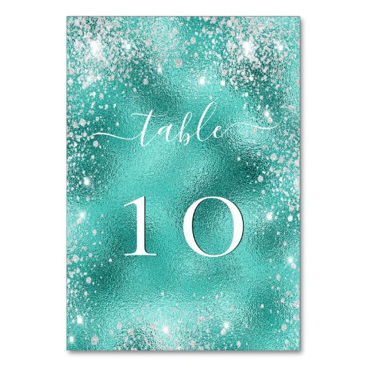 Numéro De Table Mariage plage turquoise parties scintillant verte  (Par défaut)