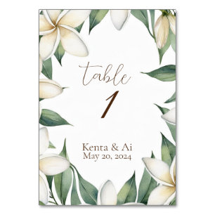 Numéro De Table Mariage Plumeria personnalisé