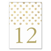 Numéro De Table Mariage Pois moderne blanc et or (Dos)