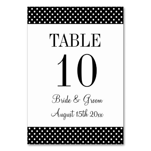 Numéro De Table Mariage pois noir et blanc (Par défaut)