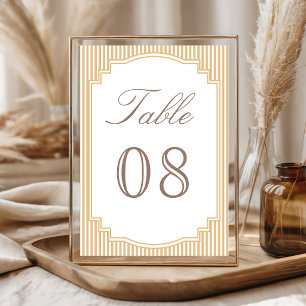 Numéro De Table Mariage rayé beige classique